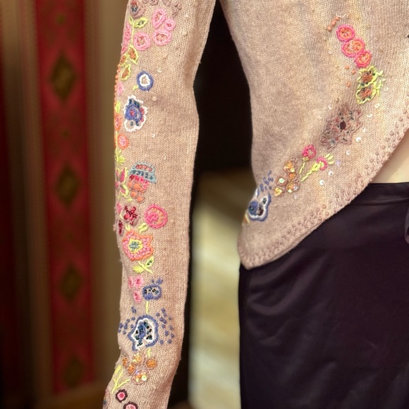 American Retro Paris embroidered knit jacket cardigan size2 - Picture 10 of 15